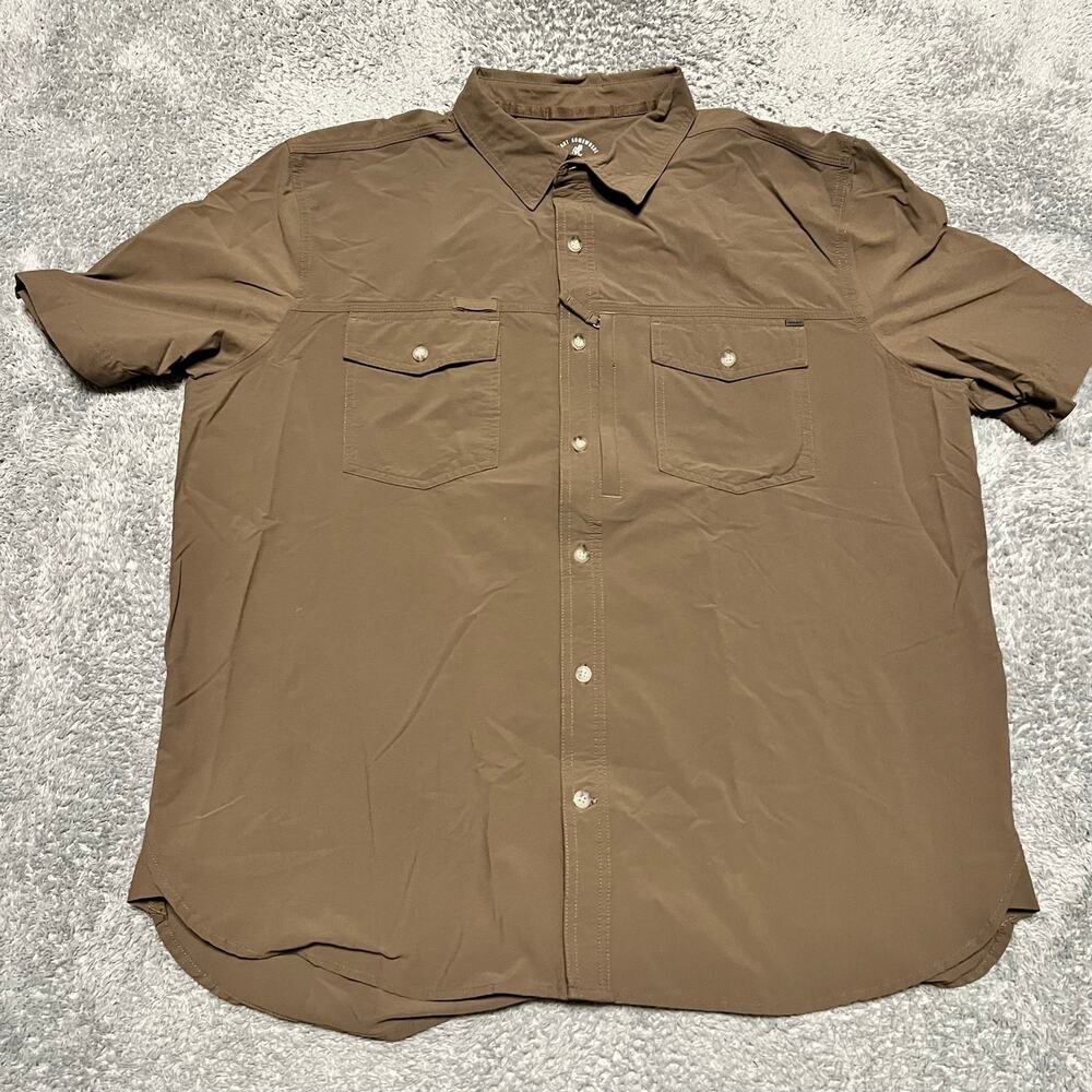 Gramicci Shirt Mens XXL Brown Camp Short Sleeve Nylon Vented Hiking Gorpcore